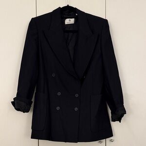 Babaton Black Double-Breasted Blazer with Patch Pockets